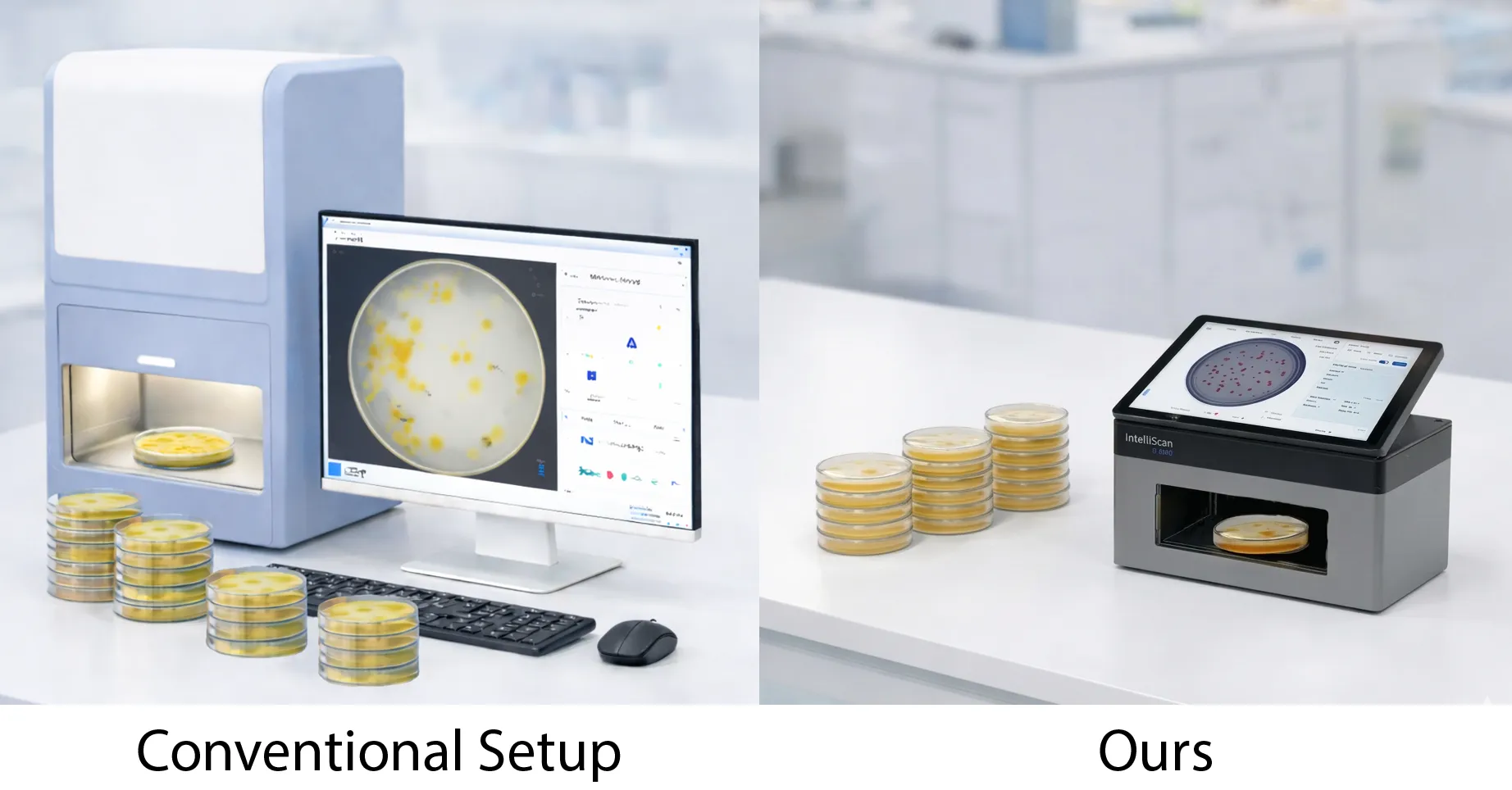 IntelliScan D-1000 form factor compared to a conventional setup